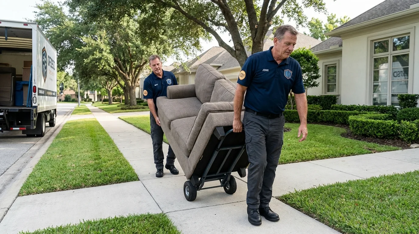 Local residential moving crew loading furniture in Wetumka, OK