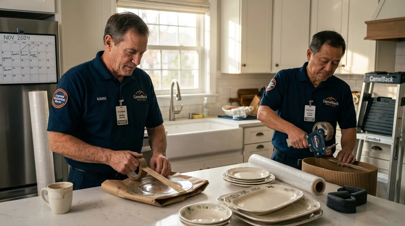 Professional crew packing kitchen dishware in Wetumka, OK